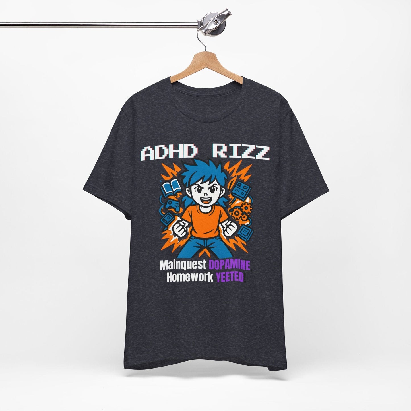 ADHD RIZZ Mainquest DOPAMINE Homework Yeeted Girl Orange | ADHD Tee
