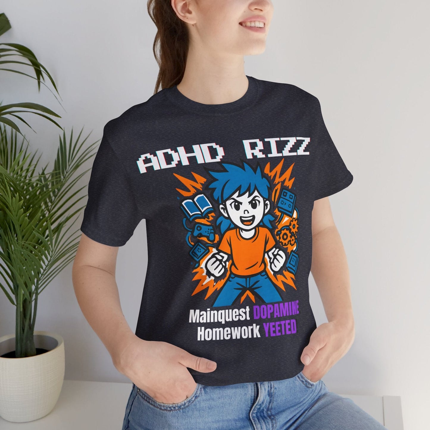 ADHD RIZZ Mainquest DOPAMINE Homework Yeeted Girl Orange | ADHD Tee