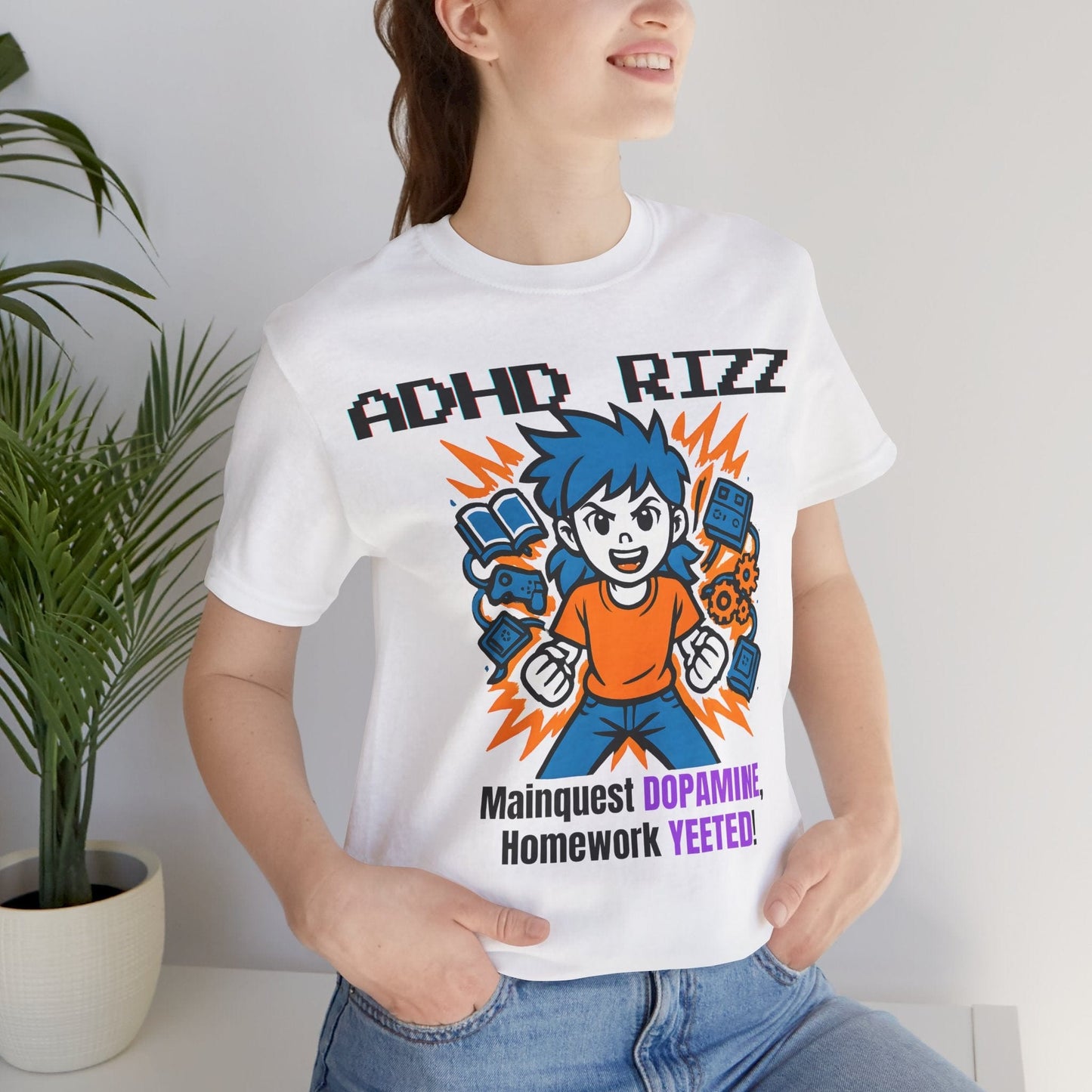 ADHD RIZZ Mainquest DOPAMINE Homework Yeeted Girl Orange | ADHD Tee