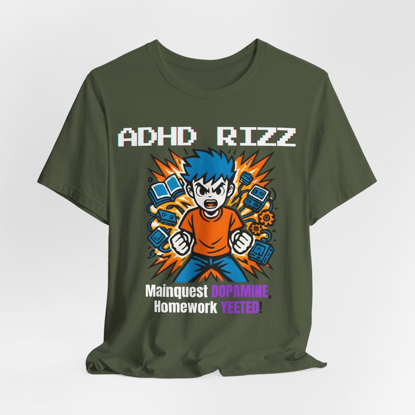 ADHD RIZZ Mainquest DOPAMINE Homework Yeeted Orange | ADHD Tee