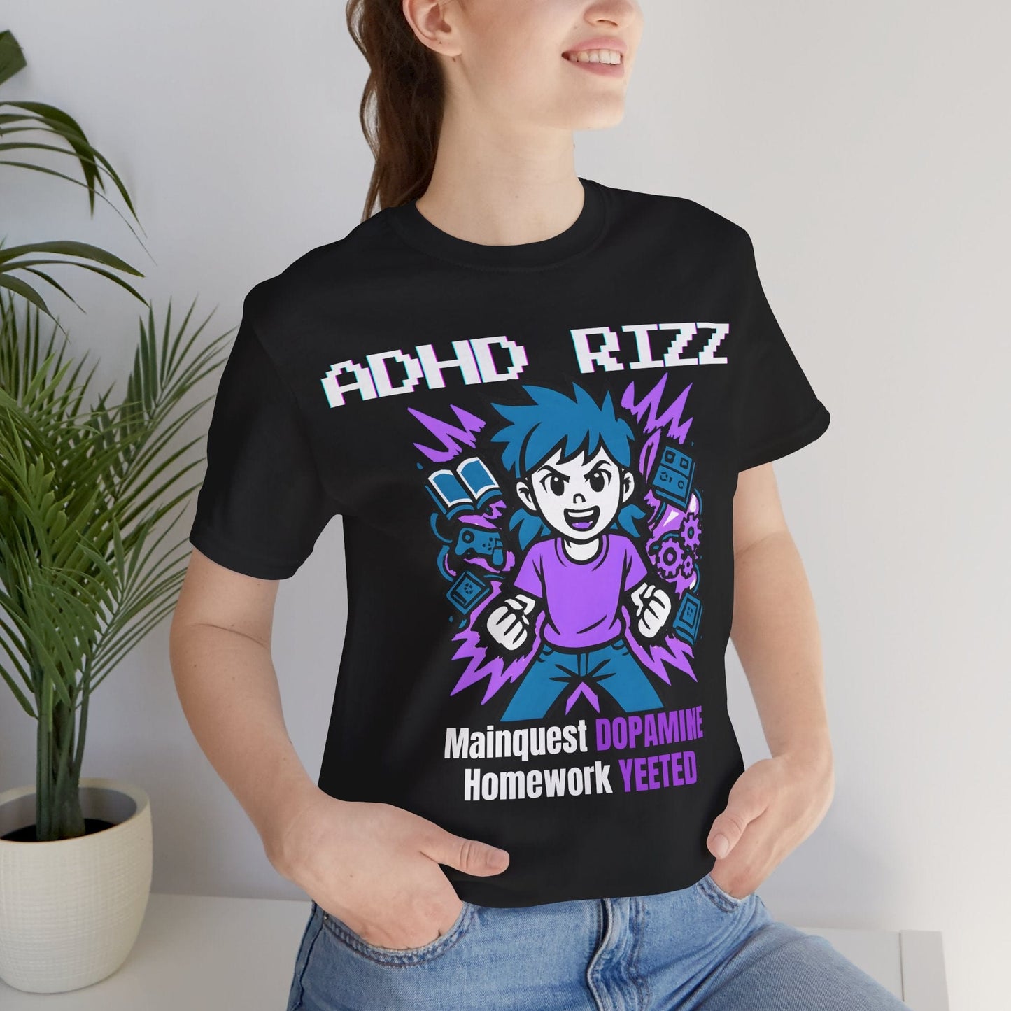 ADHD RIZZ Mainquest DOPAMINE Homework Yeeted Girl Purple | ADHD Tee