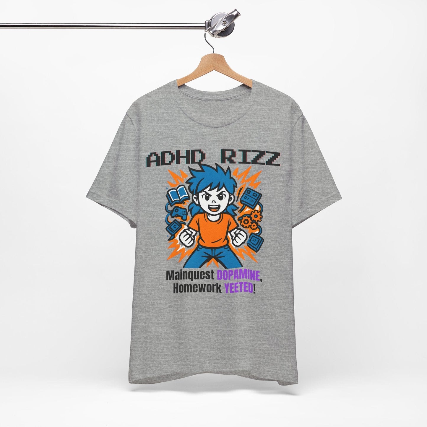 ADHD RIZZ Mainquest DOPAMINE Homework Yeeted Girl Orange | ADHD Tee