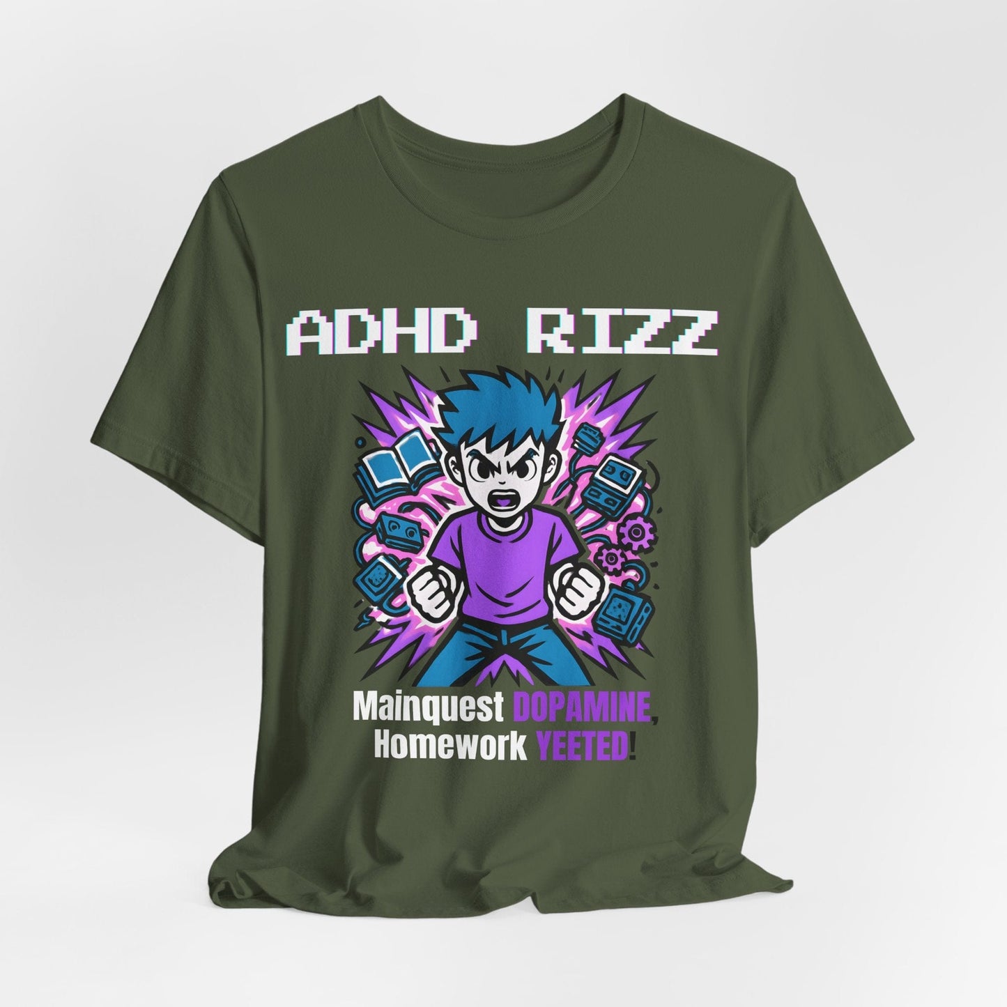 ADHD RIZZ Mainquest DOPAMINE Homework Yeeted Boy Purple | ADHD Tee
