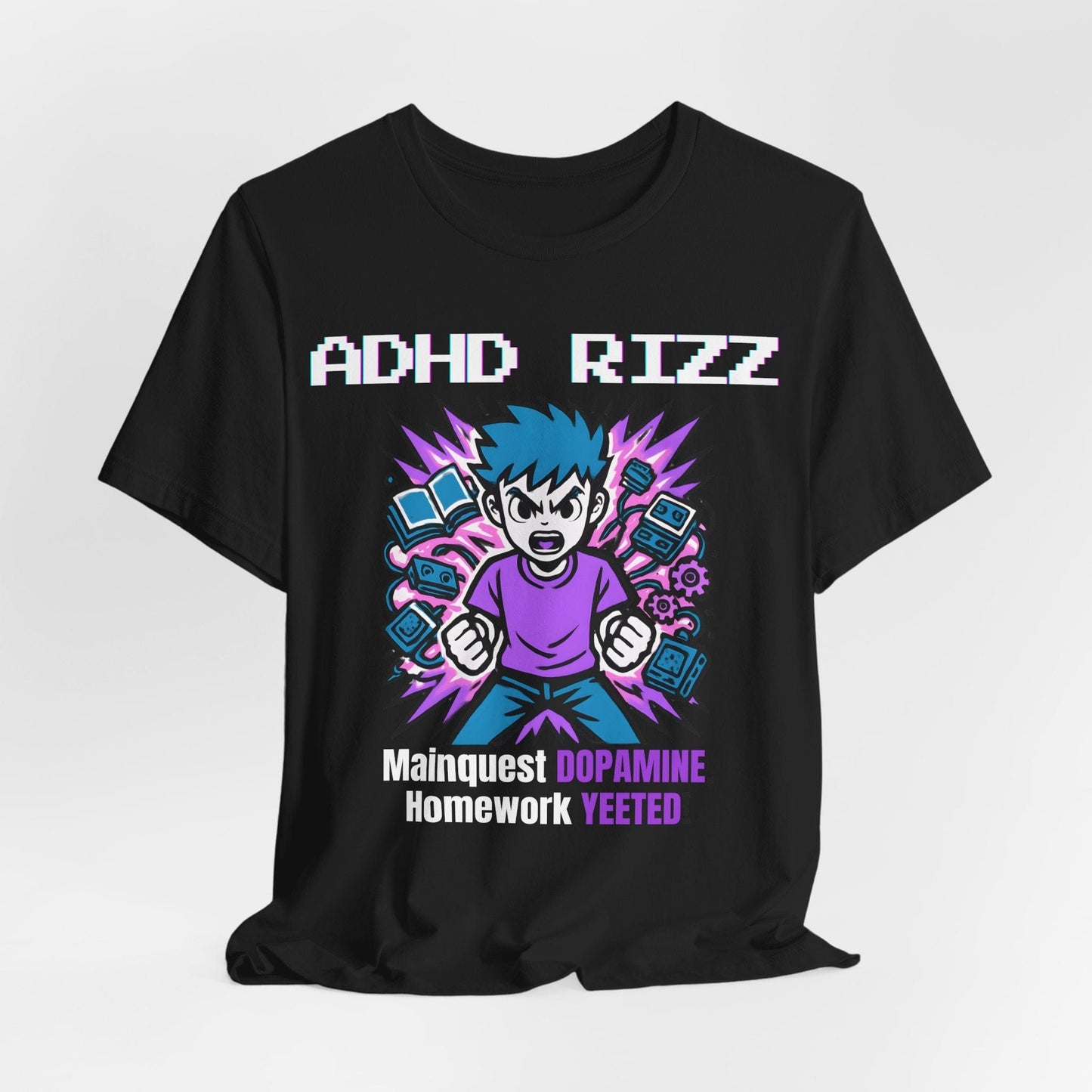 ADHD RIZZ Mainquest DOPAMINE Homework Yeeted Boy Purple | ADHD Tee