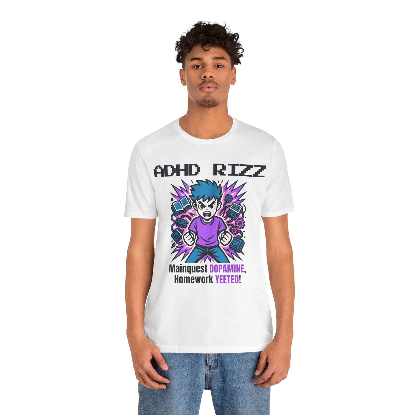 ADHD RIZZ Mainquest DOPAMINE Homework Yeeted Boy Purple | ADHD Tee