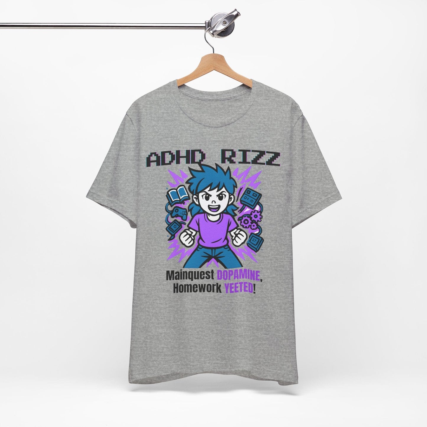 ADHD RIZZ Mainquest DOPAMINE Homework Yeeted Girl Purple | ADHD Tee