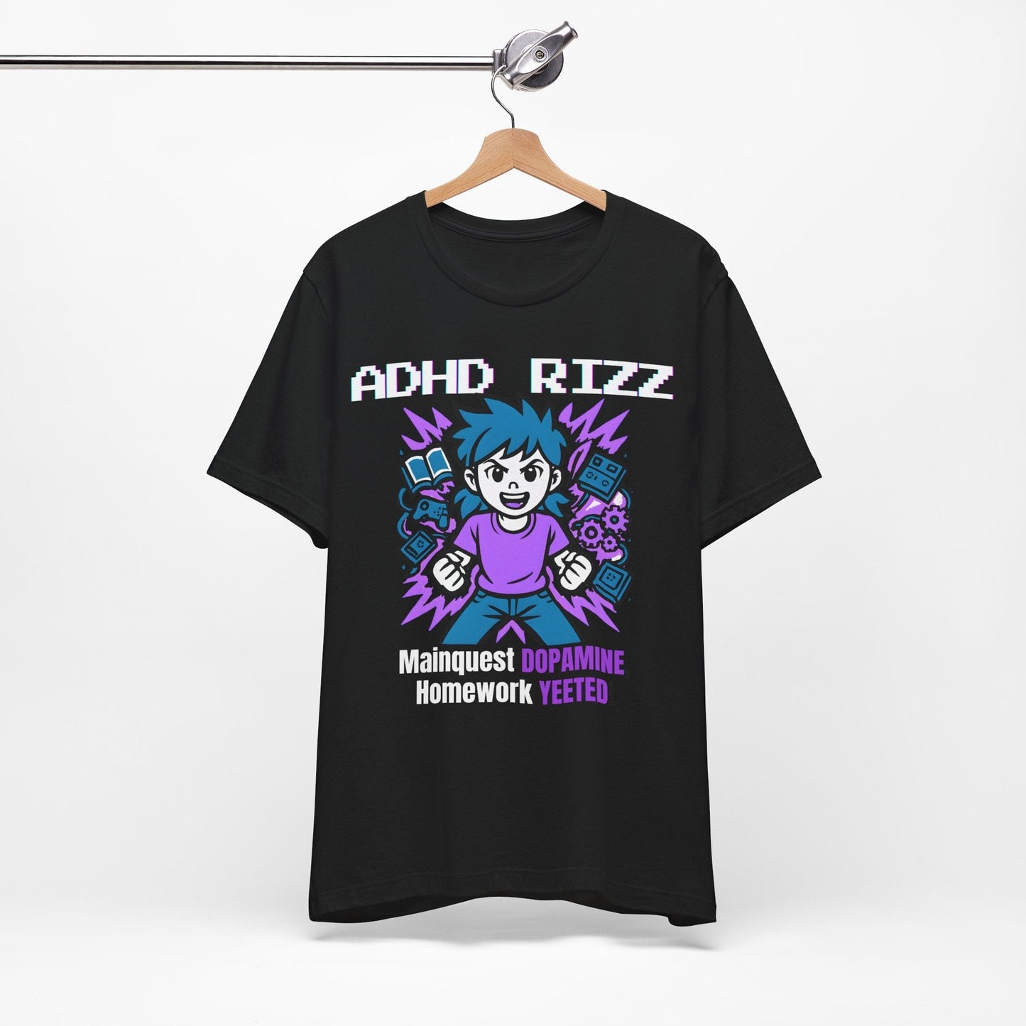 ADHD RIZZ Mainquest DOPAMINE Homework Yeeted Girl Purple | ADHD Tee