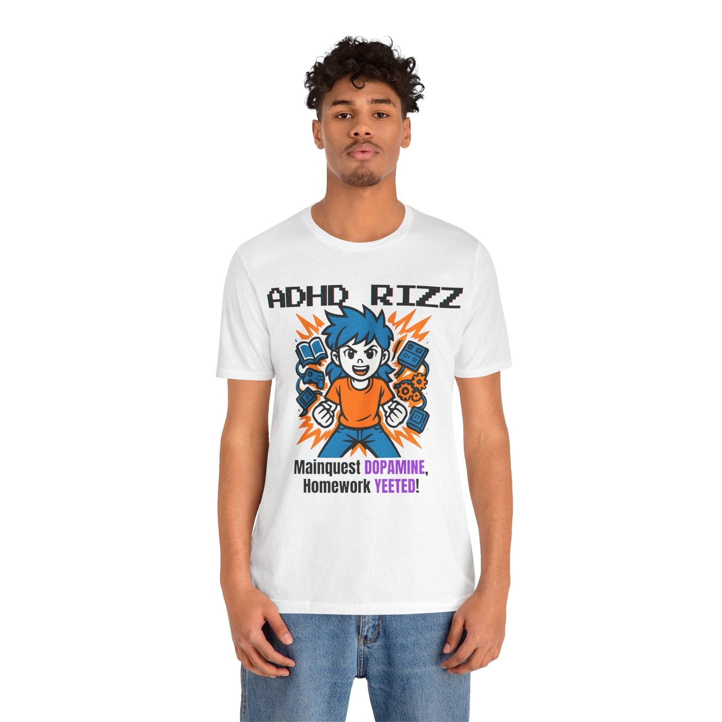 ADHD RIZZ Mainquest DOPAMINE Homework Yeeted Girl Orange | ADHD Tee