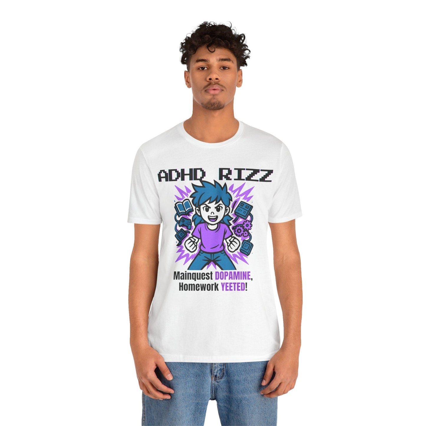 ADHD RIZZ Mainquest DOPAMINE Homework Yeeted Girl Purple | ADHD Tee