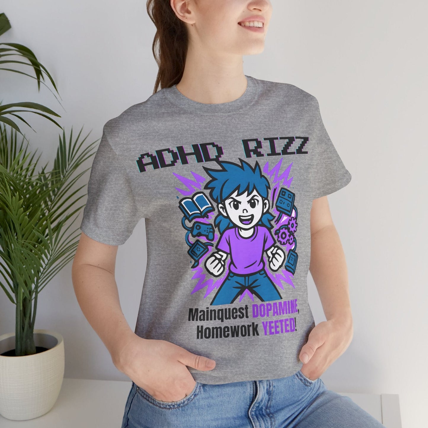 ADHD RIZZ Mainquest DOPAMINE Homework Yeeted Girl Purple | ADHD Tee