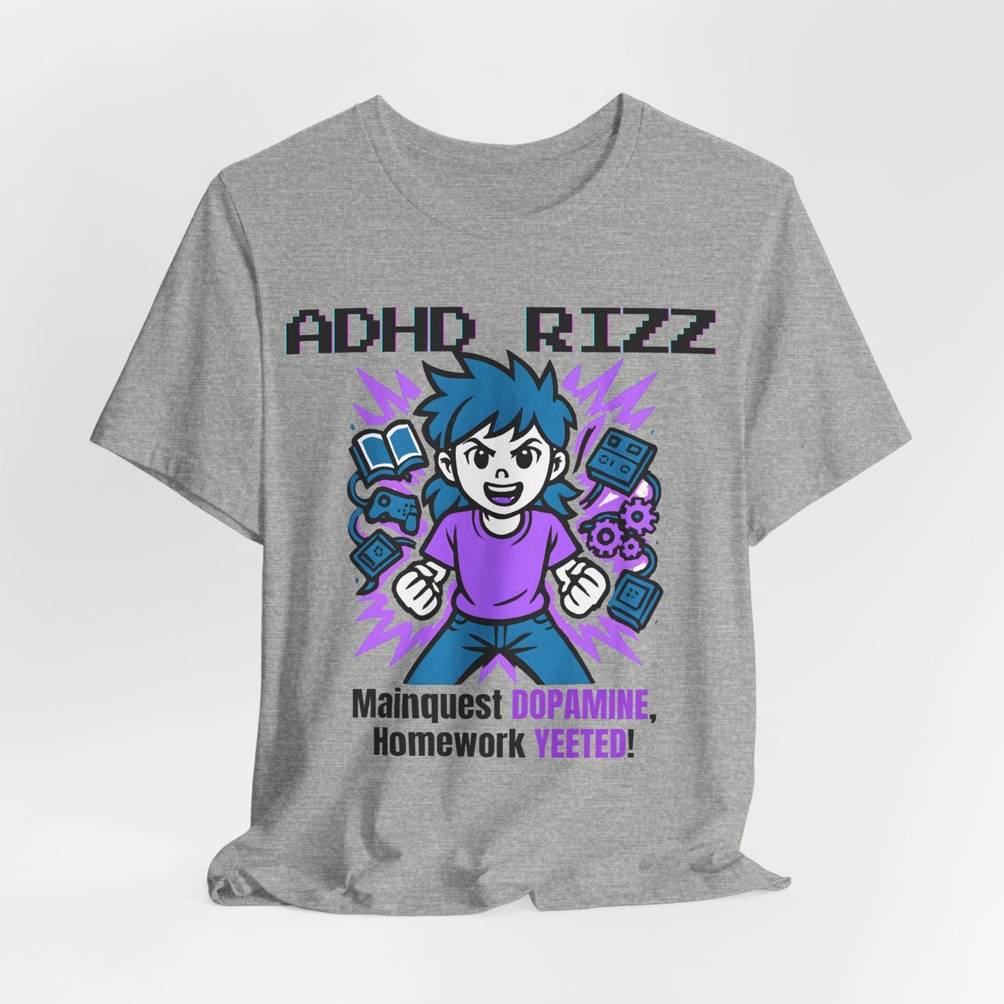 ADHD RIZZ Mainquest DOPAMINE Homework Yeeted Girl Purple | ADHD Tee