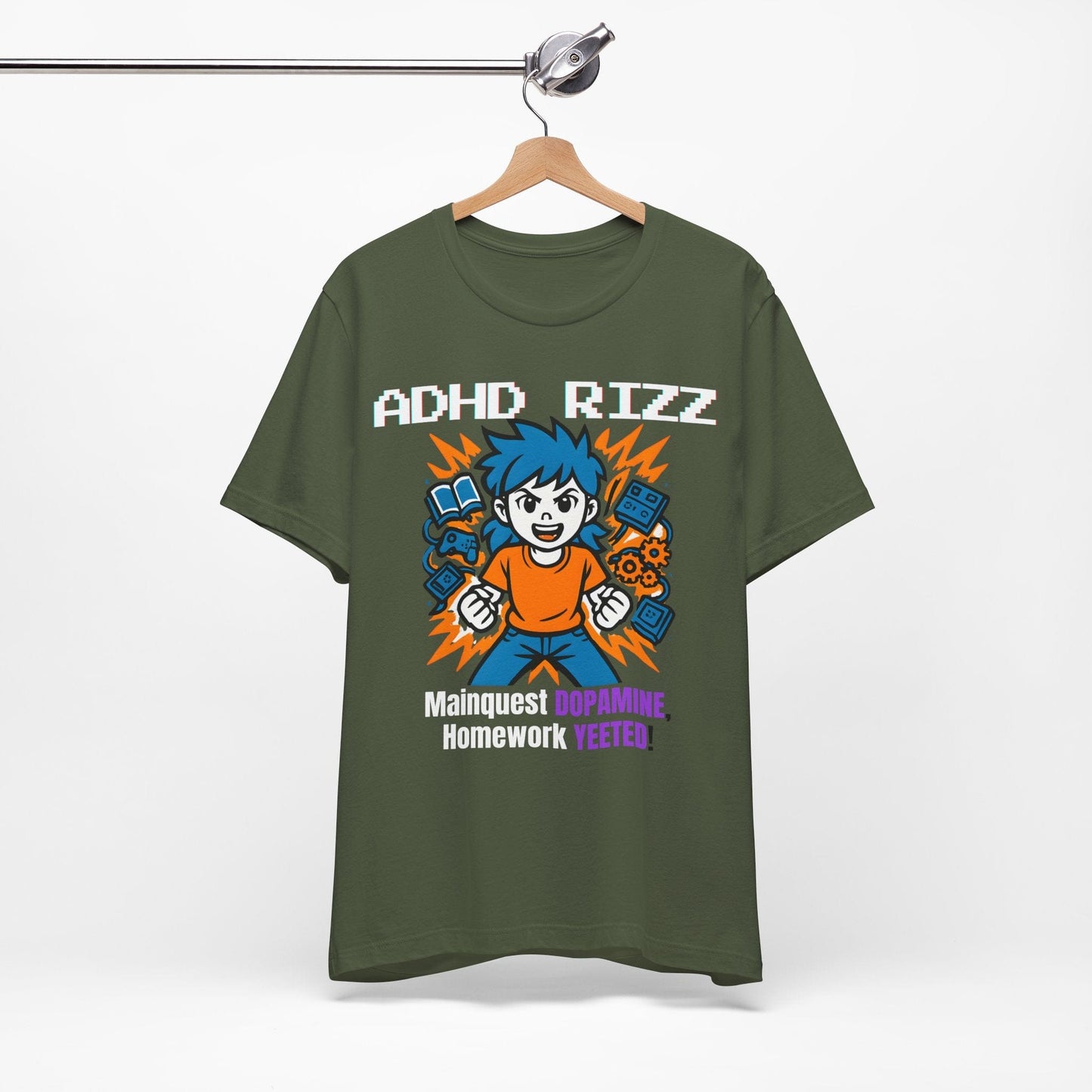 ADHD RIZZ Mainquest DOPAMINE Homework Yeeted Girl Orange | ADHD Tee