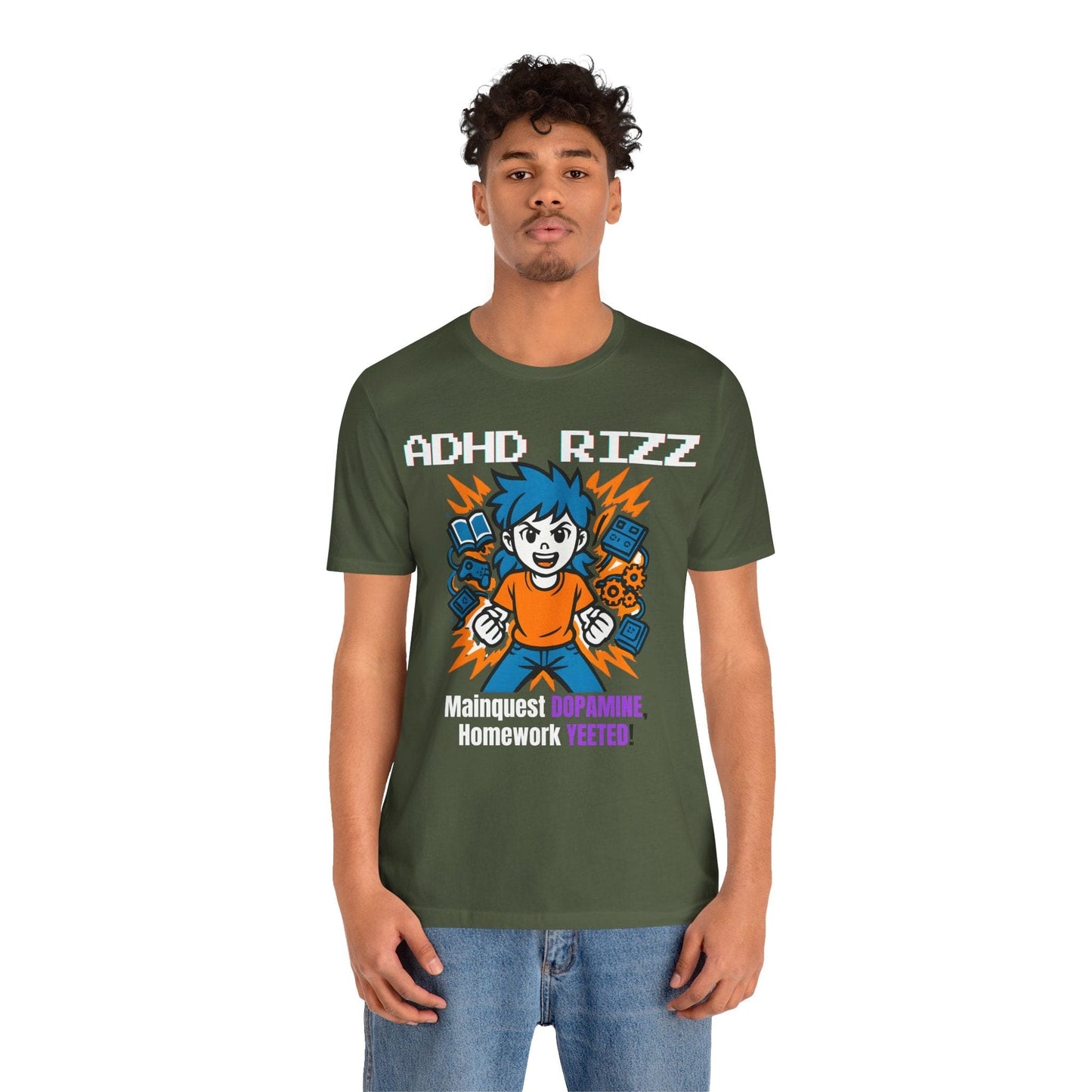 ADHD RIZZ Mainquest DOPAMINE Homework Yeeted Girl Orange | ADHD Tee