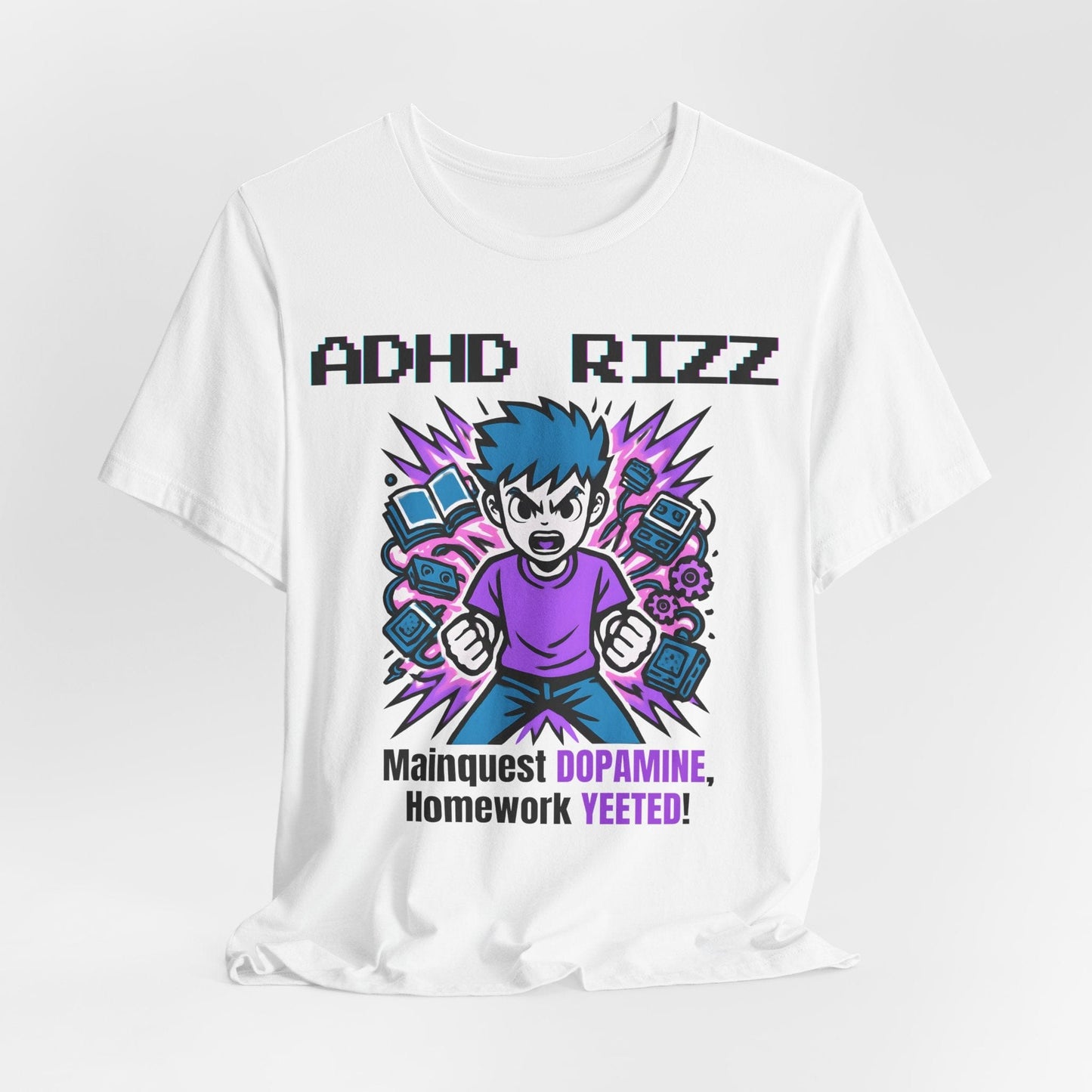 ADHD RIZZ Mainquest DOPAMINE Homework Yeeted Boy Purple | ADHD Tee