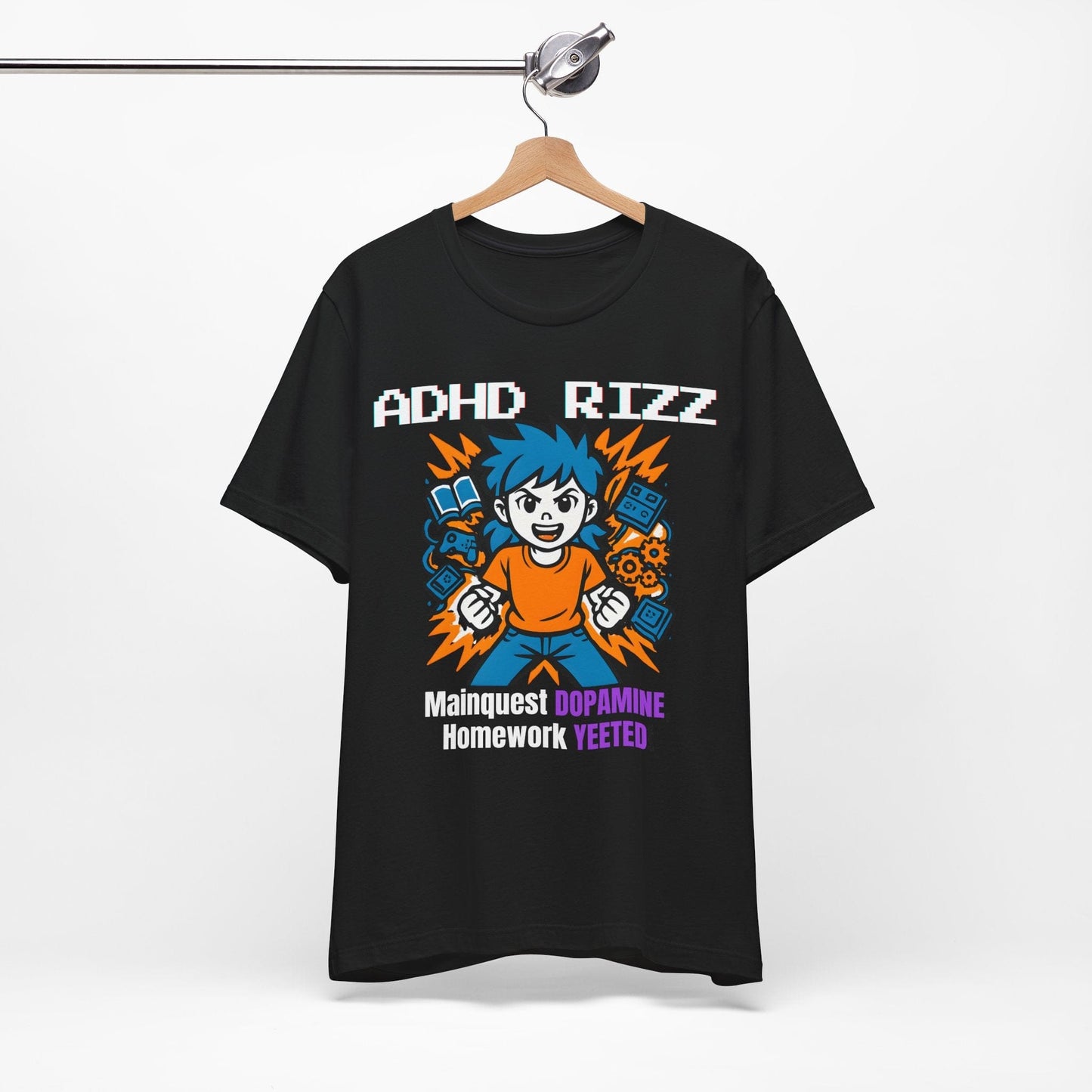 ADHD RIZZ Mainquest DOPAMINE Homework Yeeted Girl Orange | ADHD Tee