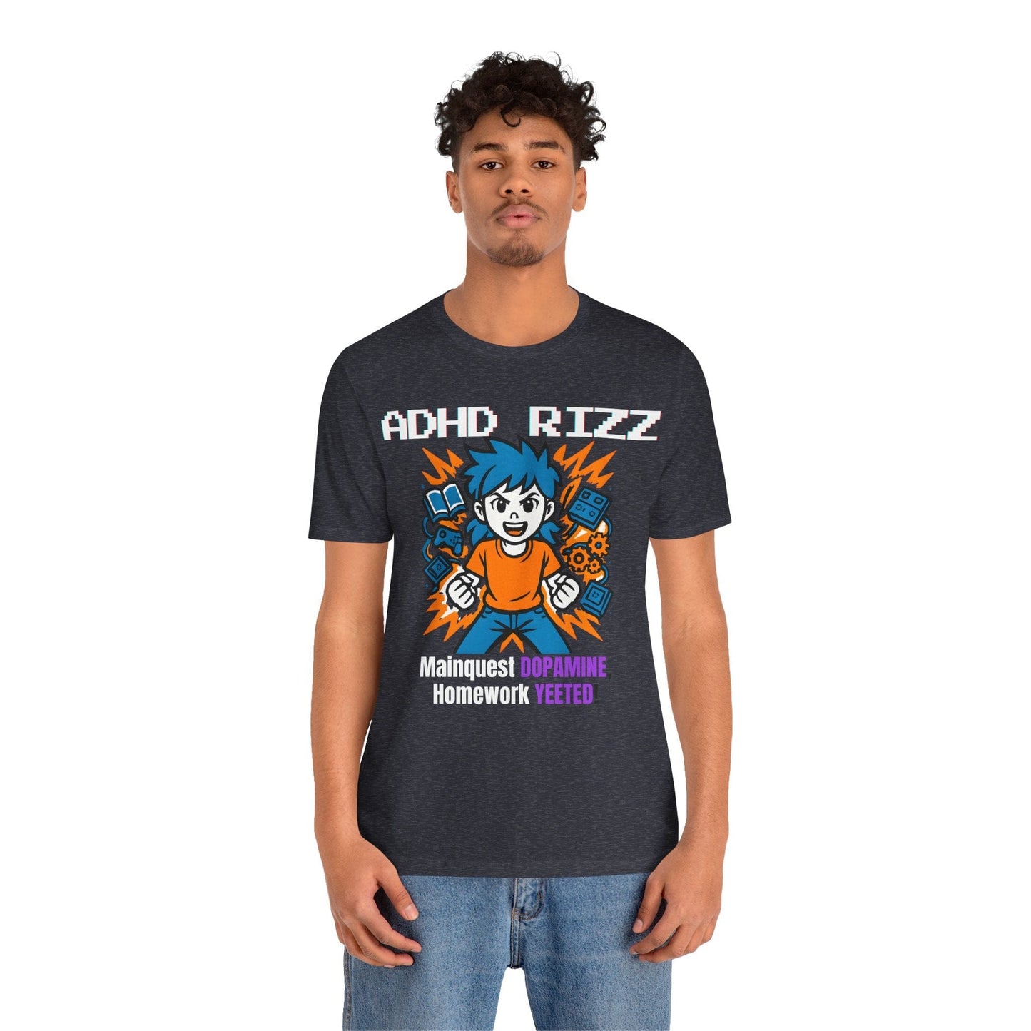ADHD RIZZ Mainquest DOPAMINE Homework Yeeted Girl Orange | ADHD Tee