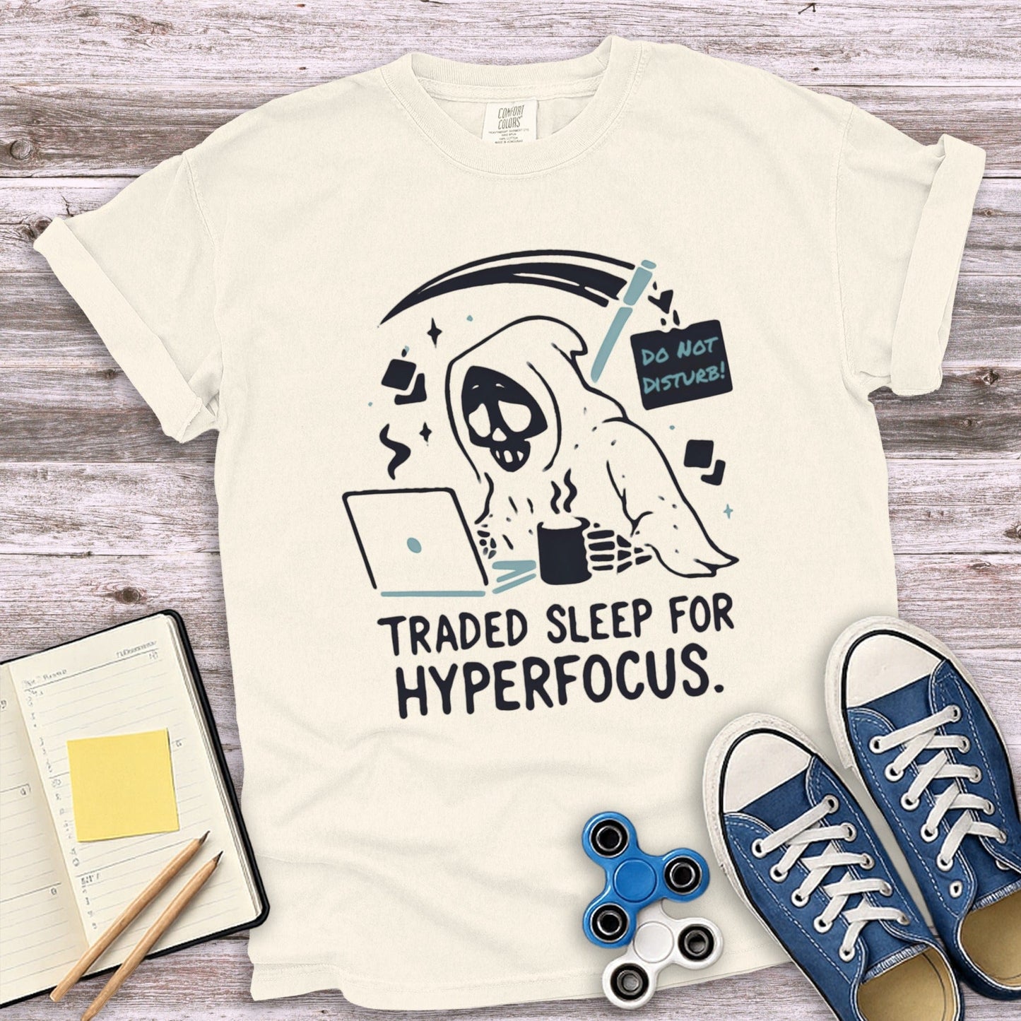 Traded Sleep For Hyperfocus Design Graphic T-Shirt Product