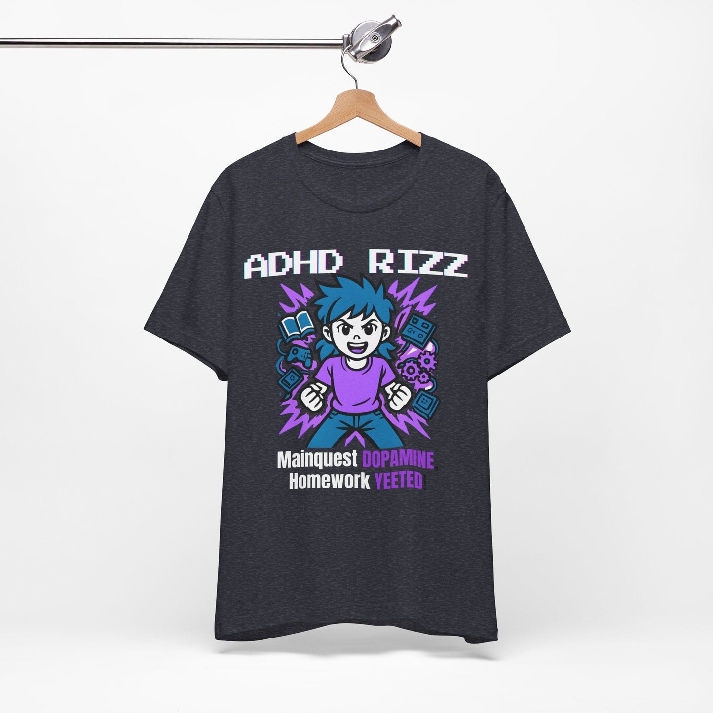 ADHD RIZZ Mainquest DOPAMINE Homework Yeeted Girl Purple | ADHD Tee