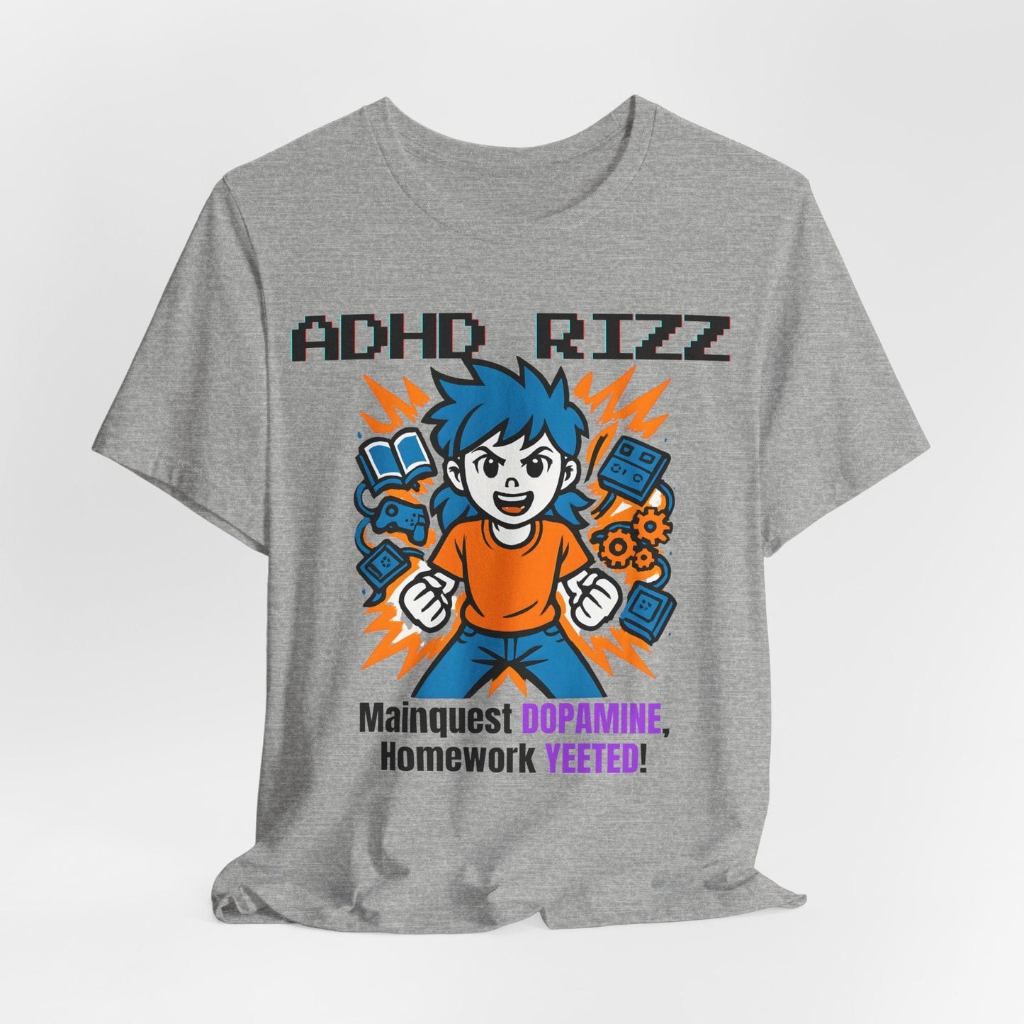 ADHD RIZZ Mainquest DOPAMINE Homework Yeeted Girl Orange | ADHD Tee