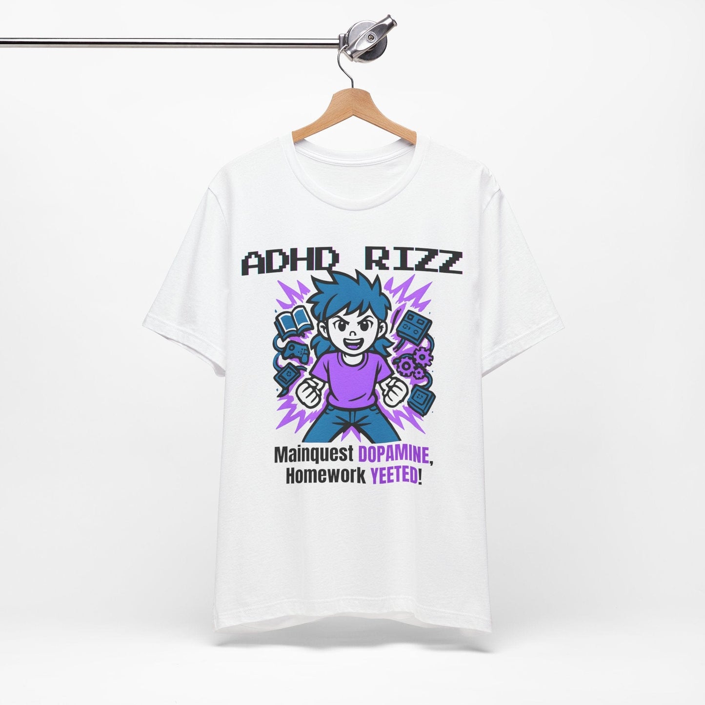 ADHD RIZZ Mainquest DOPAMINE Homework Yeeted Girl Purple | ADHD Tee