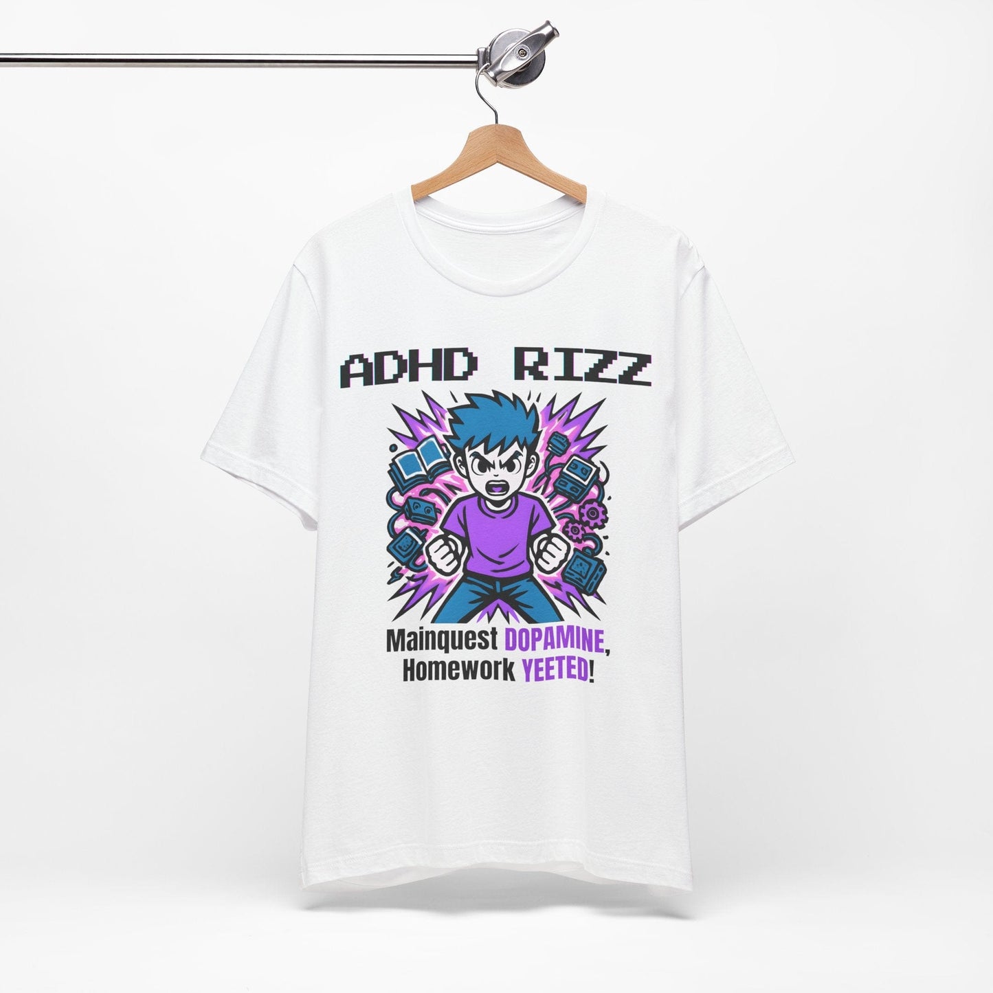ADHD RIZZ Mainquest DOPAMINE Homework Yeeted Boy Purple | ADHD Tee