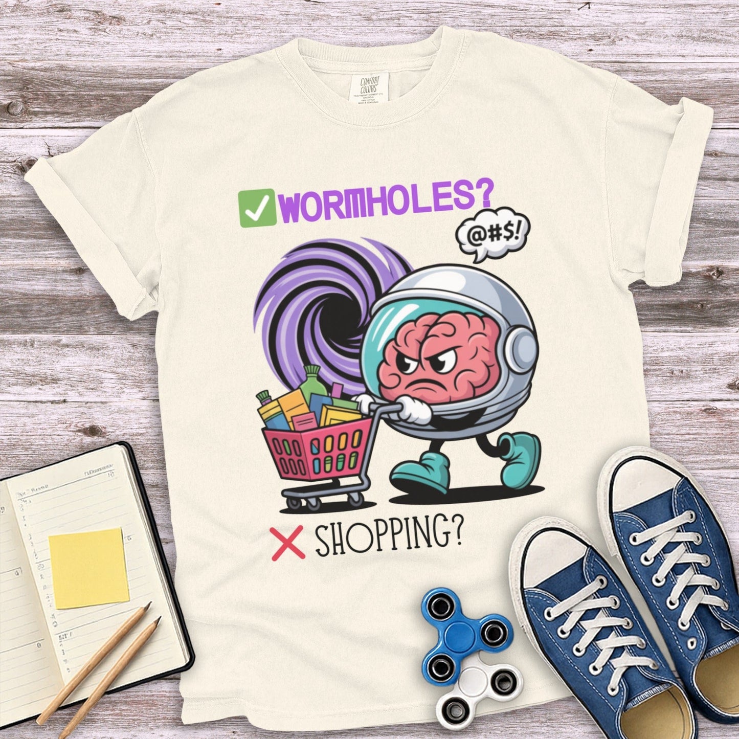 Wormholes Shopping Astronaut Brain T-Shirt product