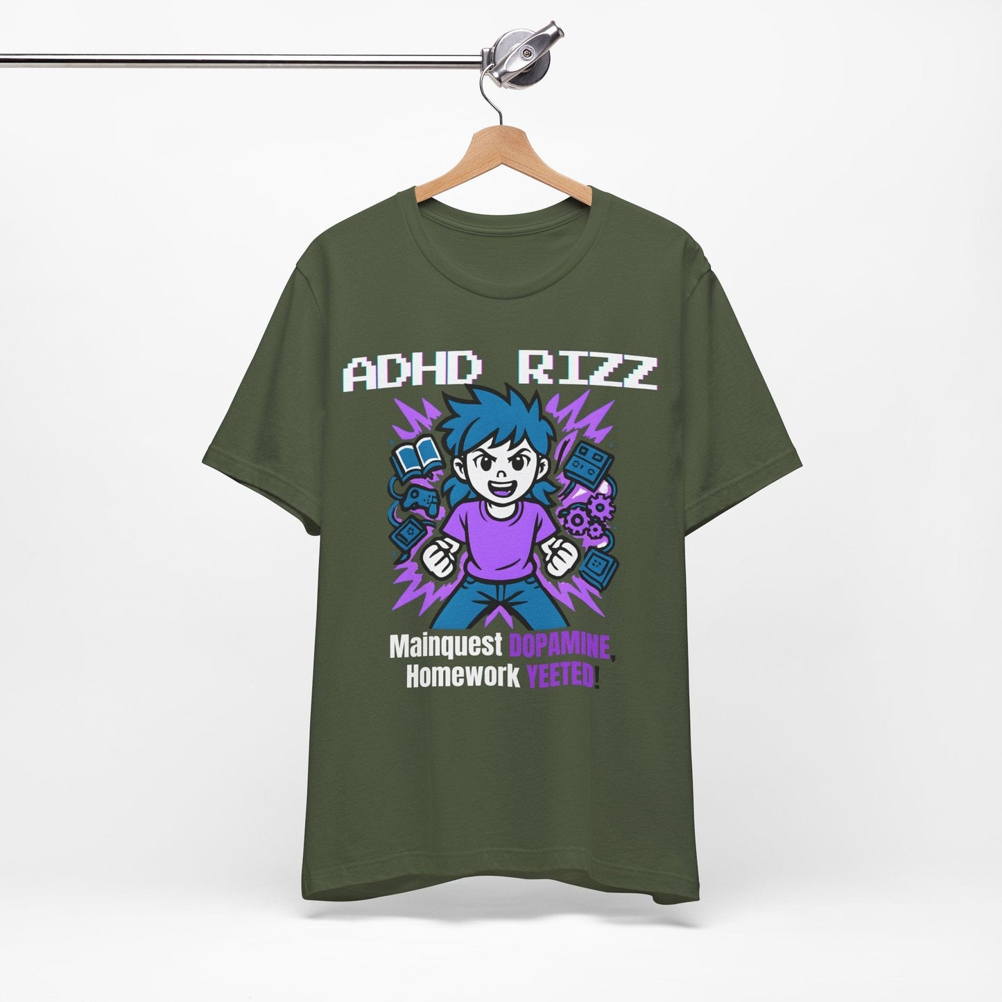 ADHD RIZZ Mainquest DOPAMINE Homework Yeeted Girl Purple | ADHD Tee