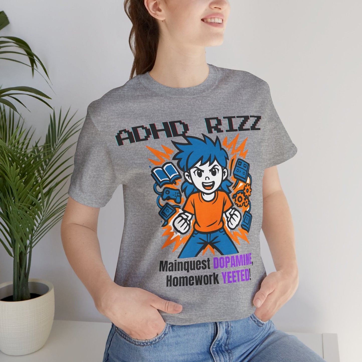 ADHD RIZZ Mainquest DOPAMINE Homework Yeeted Girl Orange | ADHD Tee