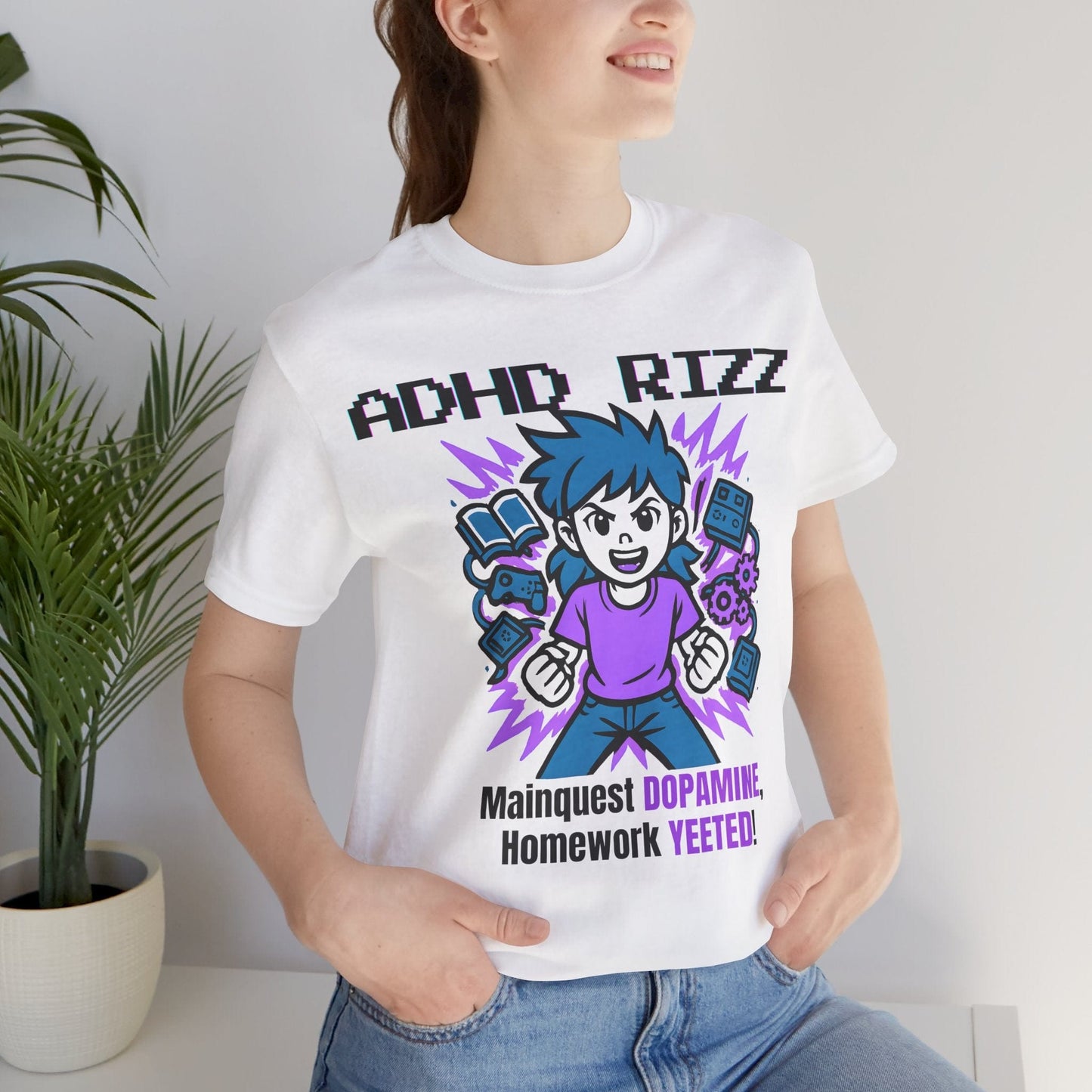 ADHD RIZZ Mainquest DOPAMINE Homework Yeeted Girl Purple | ADHD Tee