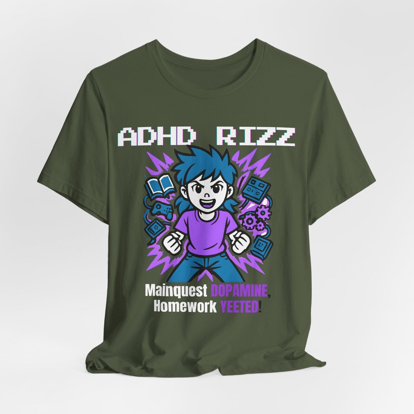 ADHD RIZZ Mainquest DOPAMINE Homework Yeeted Girl Purple | ADHD Tee