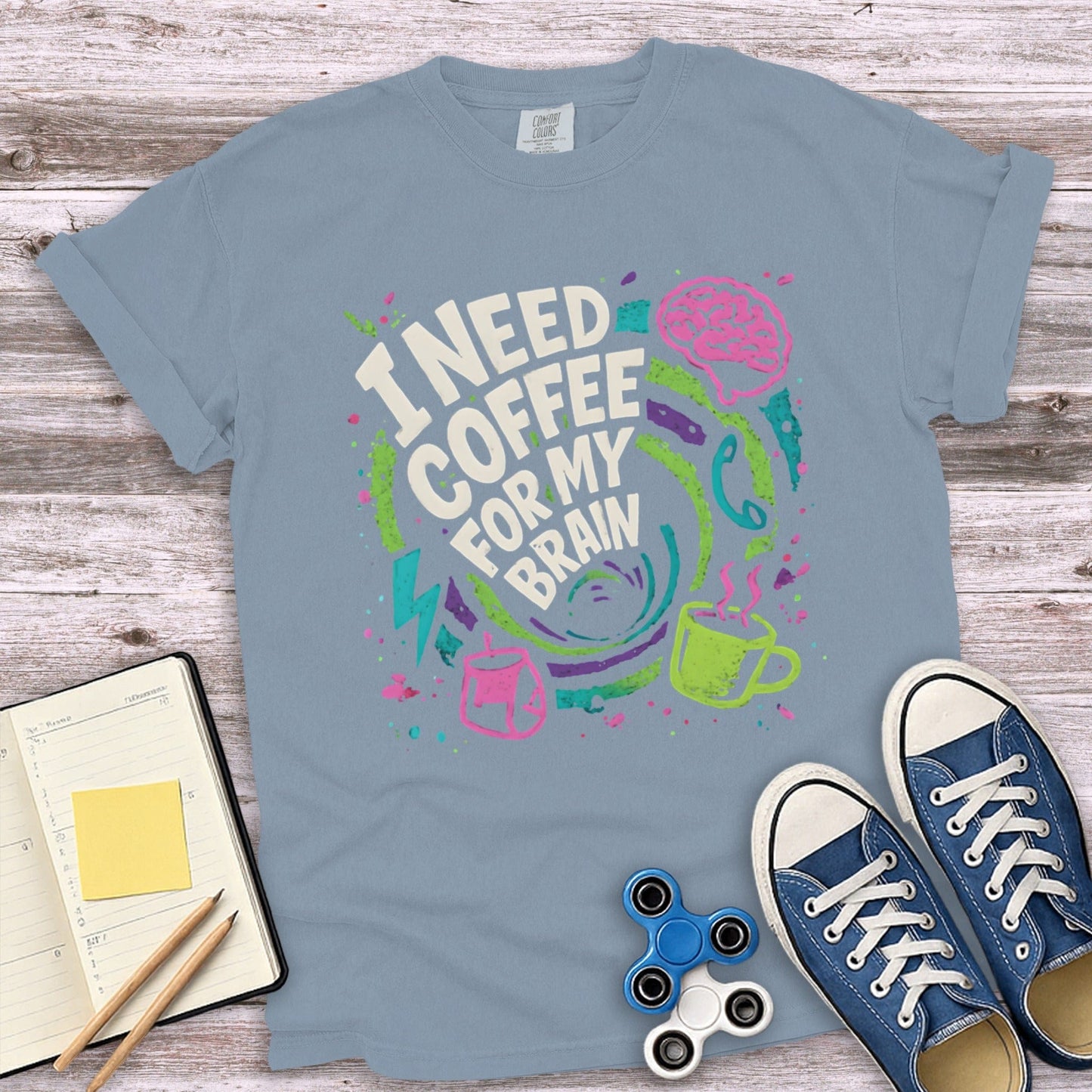 I Need Coffee for My Brain Graphic Tee for Sale