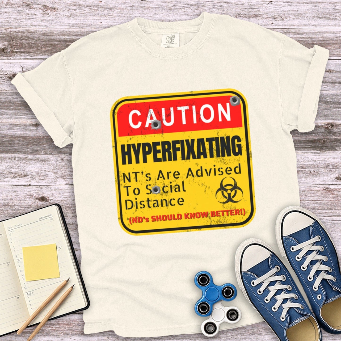 Caution Hyperfixating Social Distance Warning product
