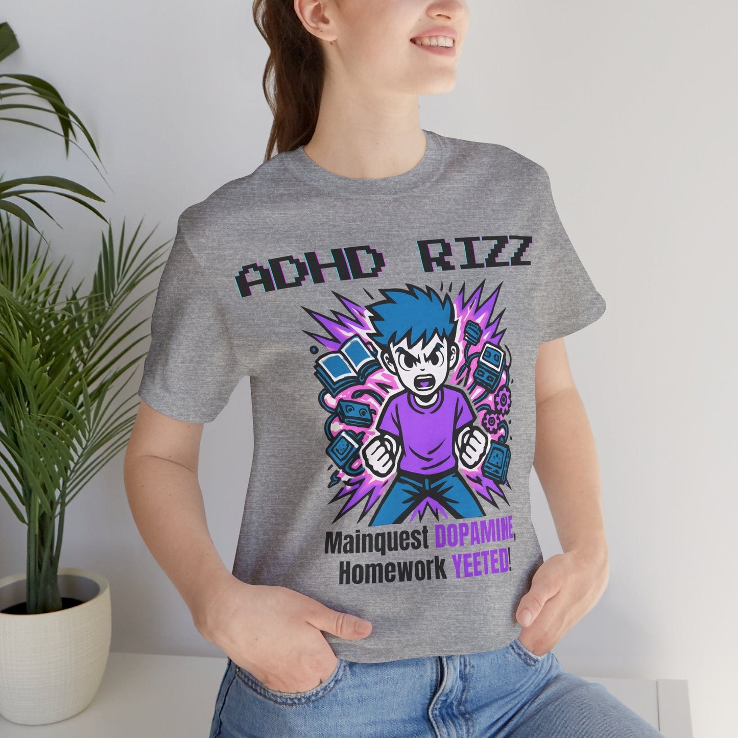 ADHD RIZZ Mainquest DOPAMINE Homework Yeeted Boy Purple | ADHD Tee