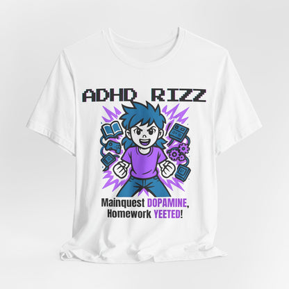 ADHD RIZZ Mainquest DOPAMINE Homework Yeeted Girl Purple | ADHD Tee