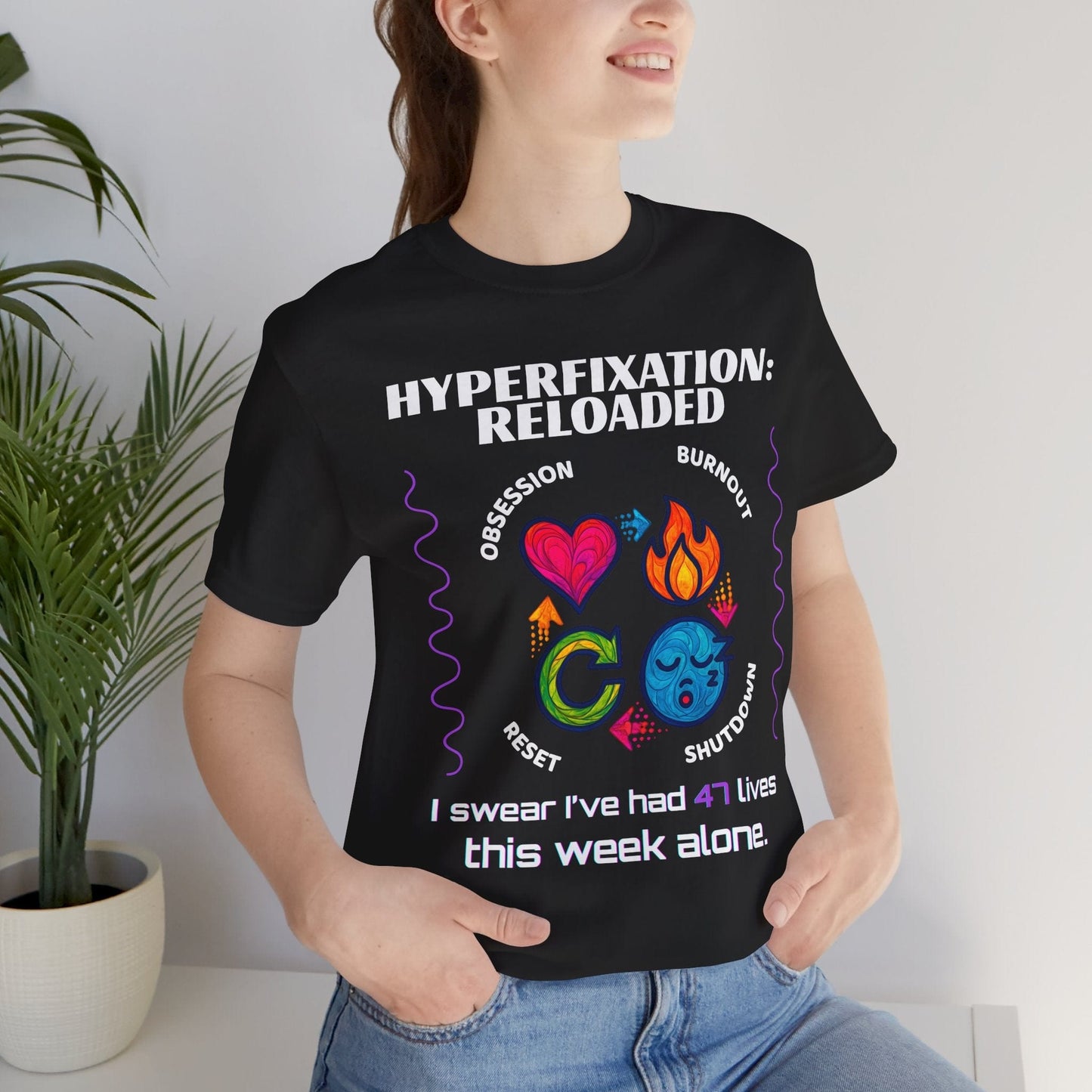 The ADHD Perpetual Motion Activity Cycle: Obsession, Burnout, Shutdown, Reset. I Swear | ADHD Tee