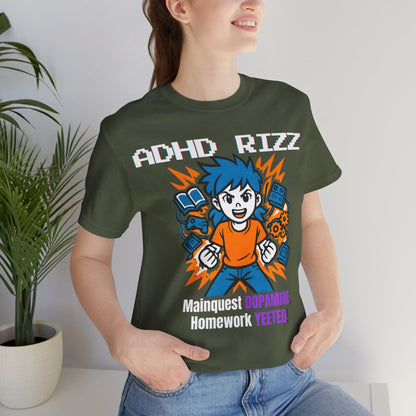 ADHD RIZZ Mainquest DOPAMINE Homework Yeeted Girl Orange | ADHD Tee