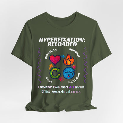 The ADHD Perpetual Motion Activity Cycle: Obsession, Burnout, Shutdown, Reset. I Swear | ADHD Tee