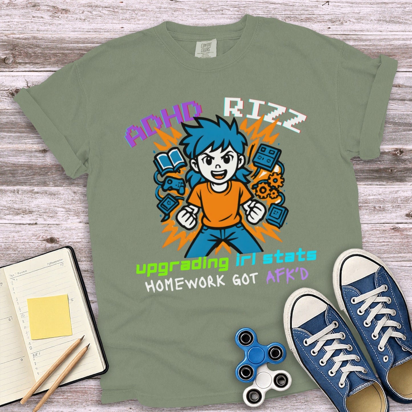 ADHD Rizz Upgrading IRL Stats AFKd Homework T-shirt product