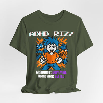 ADHD RIZZ Mainquest DOPAMINE Homework Yeeted Girl Orange | ADHD Tee