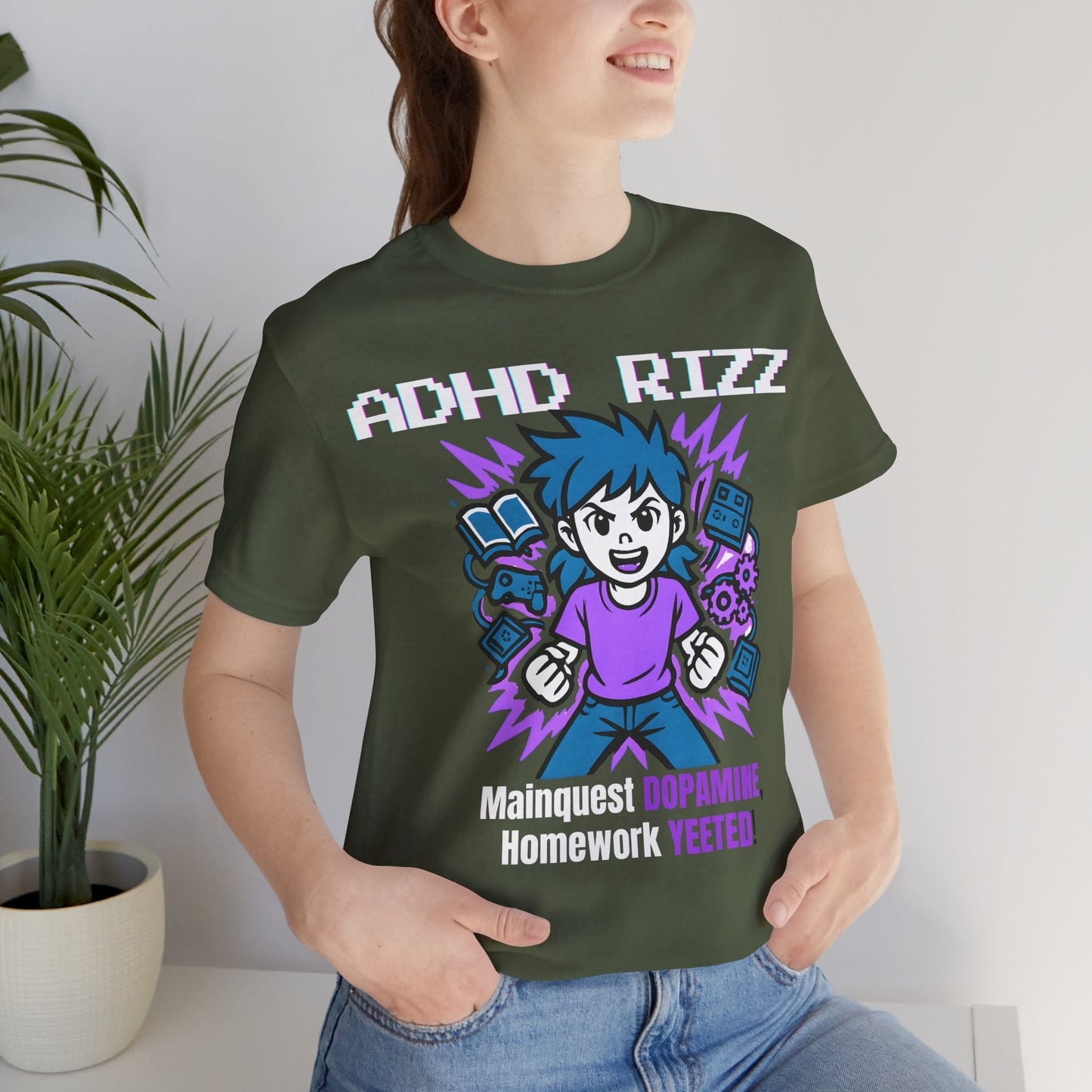ADHD RIZZ Mainquest DOPAMINE Homework Yeeted Girl Purple | ADHD Tee