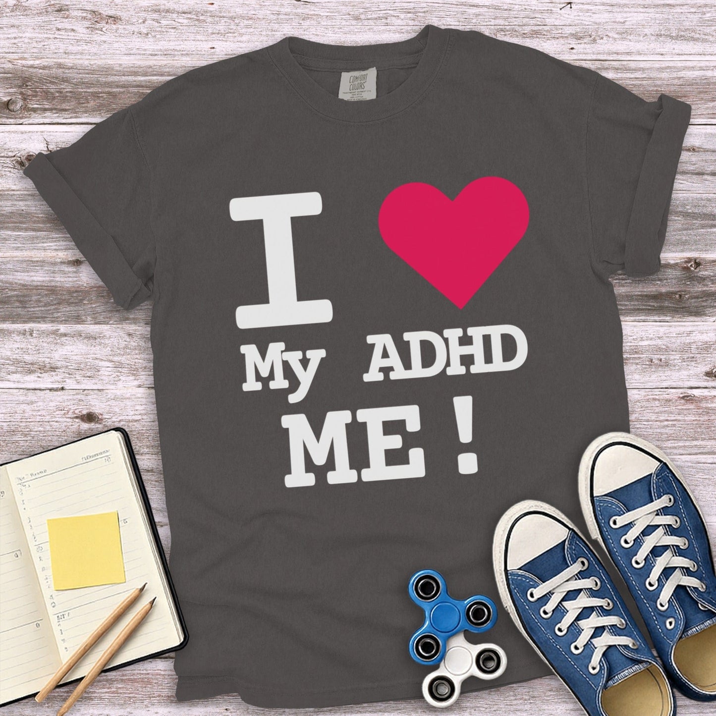 I Love My ADHD ME Heart Graphic Tee Shirt product type