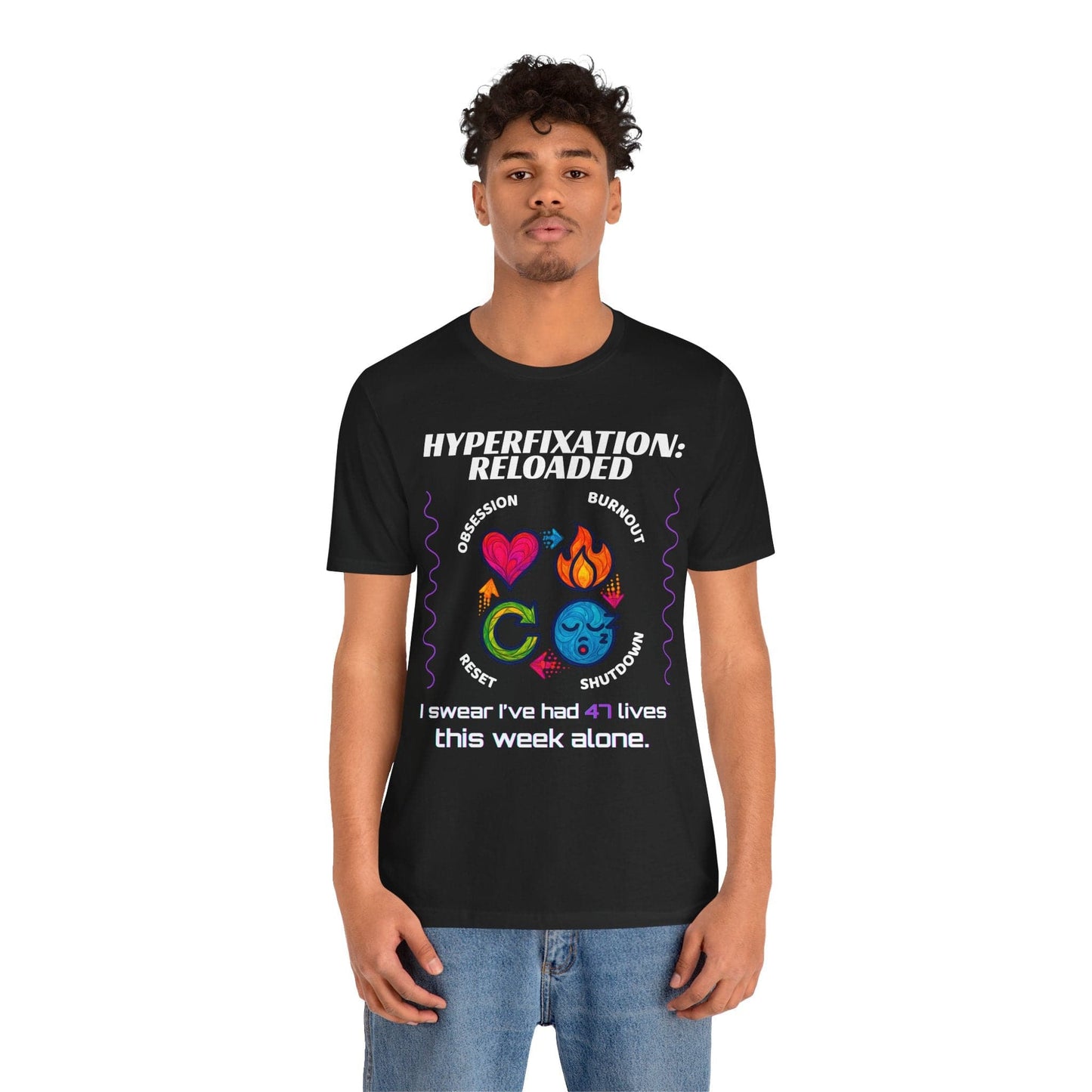 The ADHD Perpetual Motion Activity Cycle: Obsession, Burnout, Shutdown, Reset. I Swear | ADHD Tee
