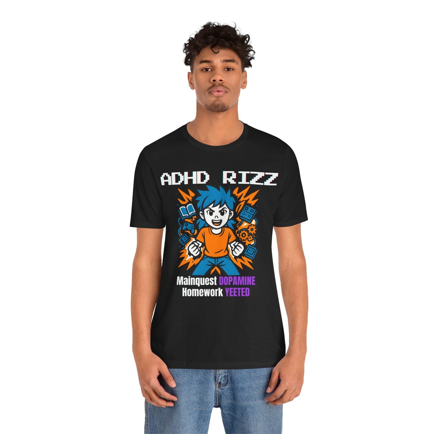 ADHD RIZZ Mainquest DOPAMINE Homework Yeeted Girl Orange | ADHD Tee