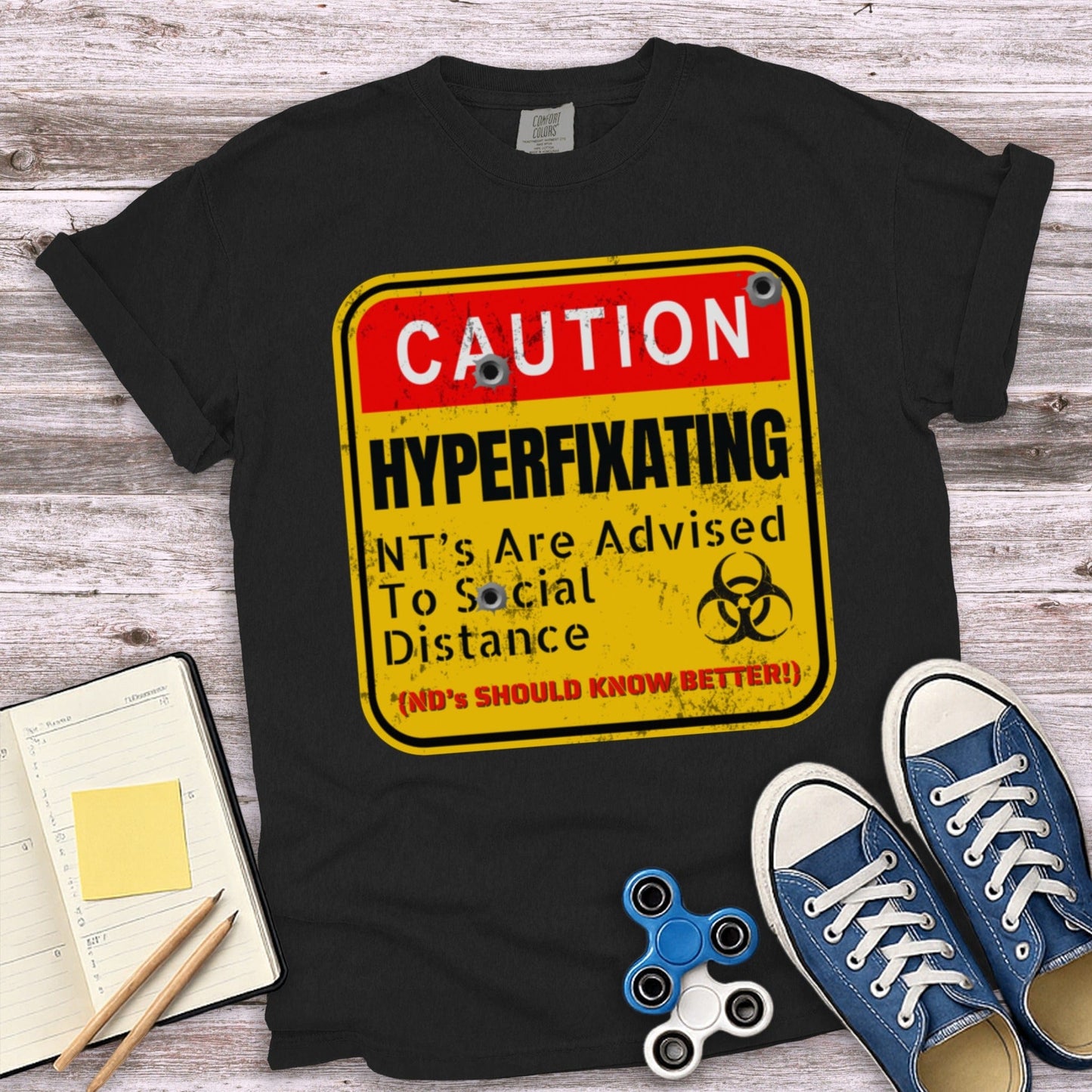 Caution Hyperfixating Social Distance Warning product