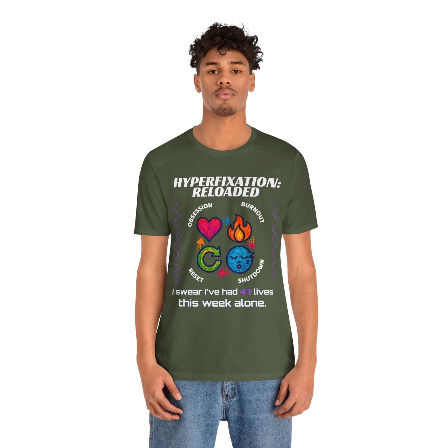 The ADHD Perpetual Motion Activity Cycle: Obsession, Burnout, Shutdown, Reset. I Swear | ADHD Tee