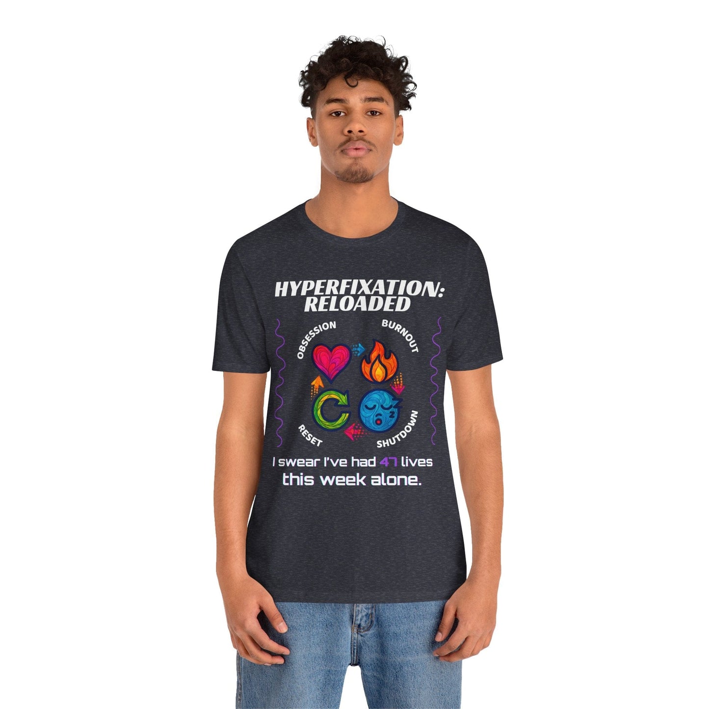 The ADHD Perpetual Motion Activity Cycle: Obsession, Burnout, Shutdown, Reset. I Swear | ADHD Tee
