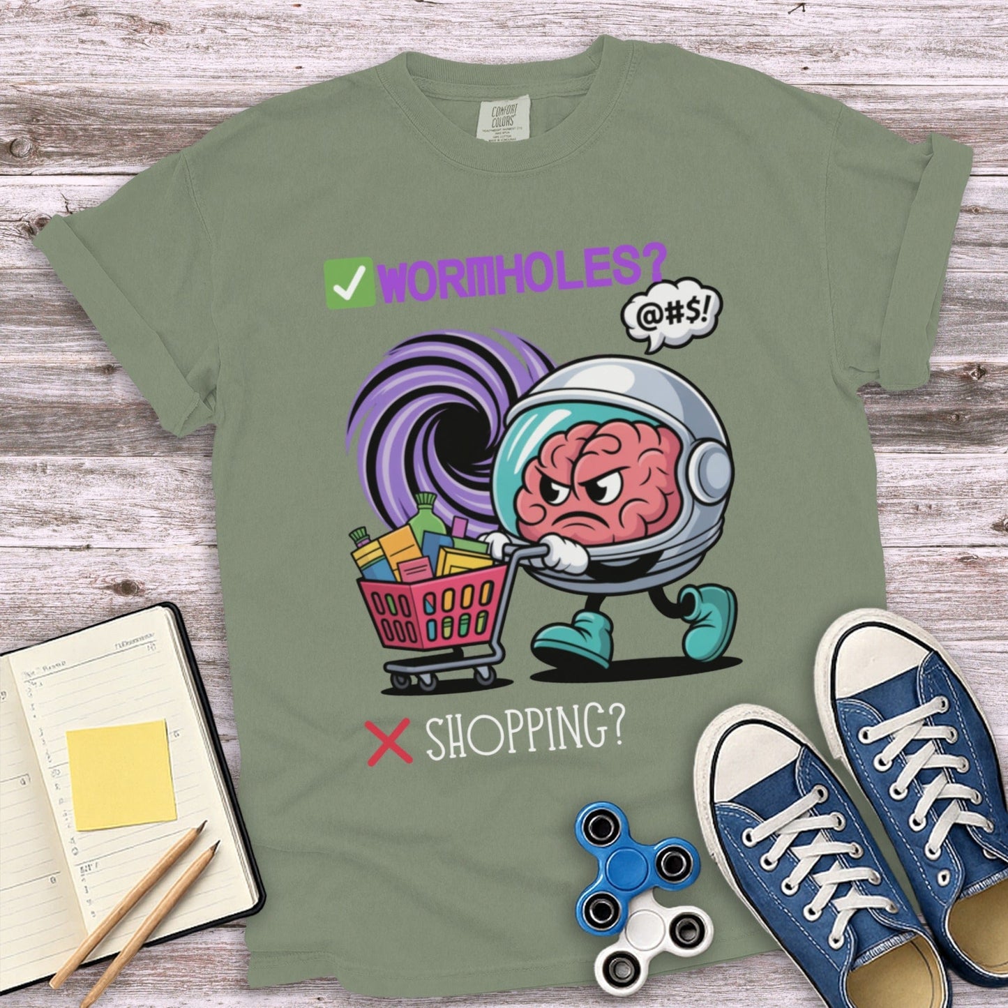 WORMHOLES SHOPPING GRAPHIC MENS TSHIRT FUNNY NOVELTY product type