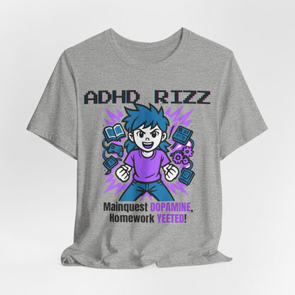 ADHD RIZZ Mainquest DOPAMINE Homework Yeeted Girl Purple | ADHD Tee