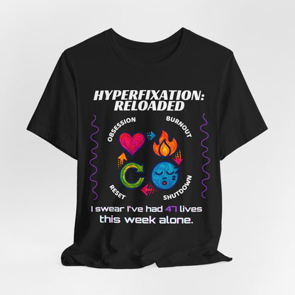 The ADHD Perpetual Motion Activity Cycle: Obsession, Burnout, Shutdown, Reset. I Swear | ADHD Tee