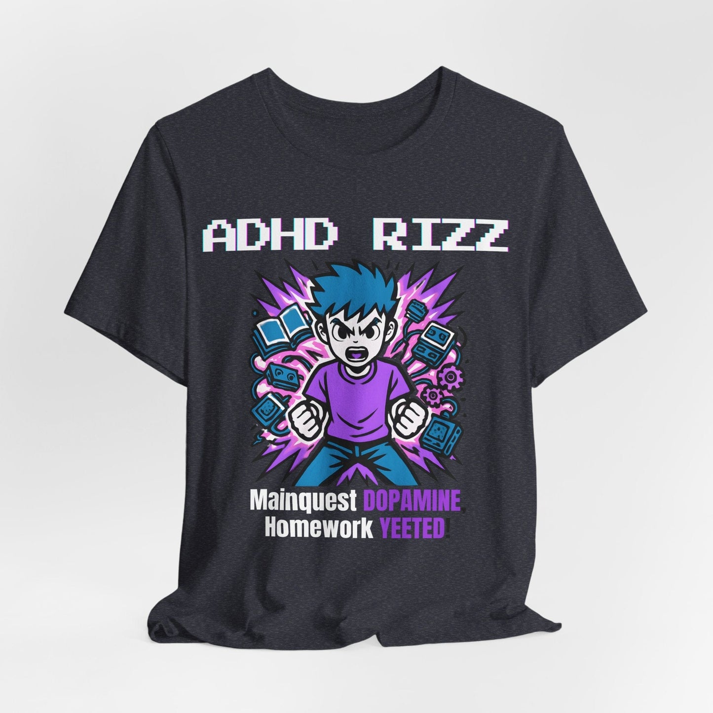 ADHD RIZZ Mainquest DOPAMINE Homework Yeeted Boy Purple | ADHD Tee